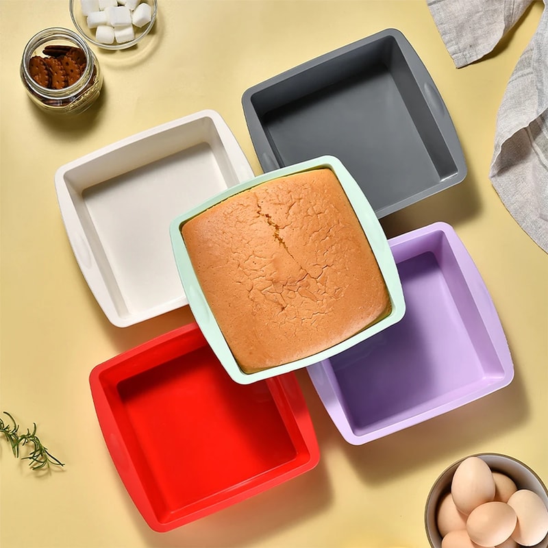 Silicone Square Cake Plate With AntiSlip Handle Oven Air Fryer Safe NonStick Brownie Pan 0