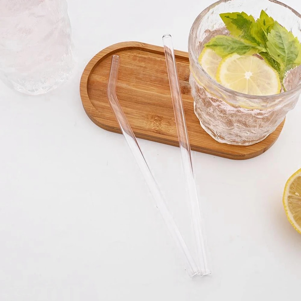 High Borosilicate Glass Straws Set EcoFriendly Reusable Drinking Straws For Smoothies Bubble Tea 3