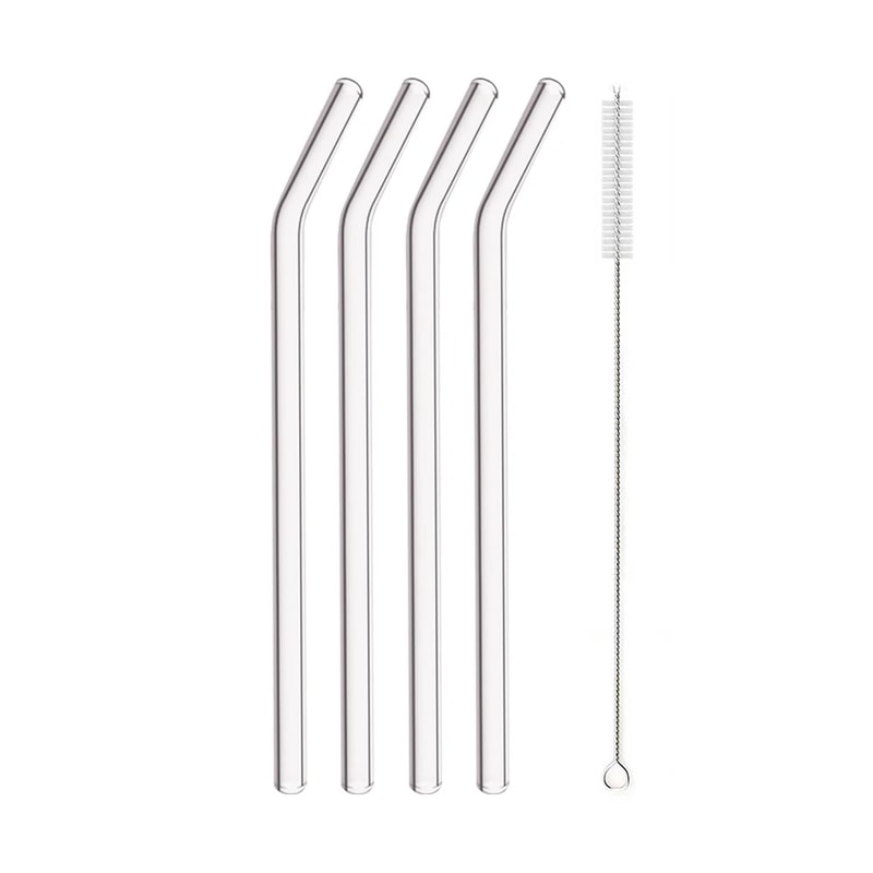 High Borosilicate Glass Straws Set EcoFriendly Reusable Drinking Straws For Smoothies Bubble Tea 5