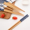 Reusable Bamboo Chopsticks Set Handmade Japanese Natural Wood MultiColor Cat Flower Design 2