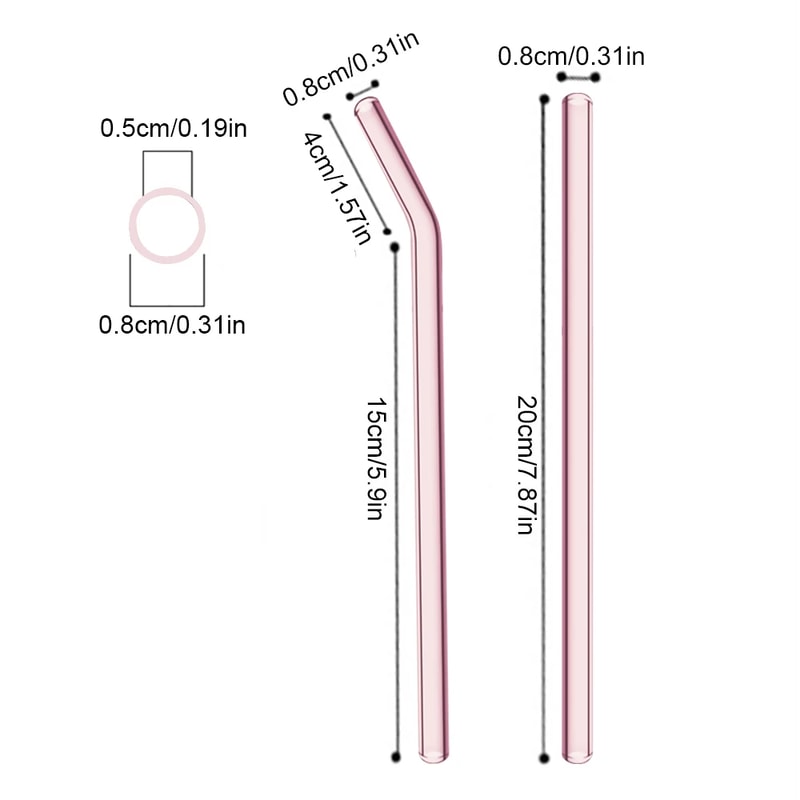 Pink Borosilicate Glass Drinking Straw Set With Cleaning Brush Reusable Cocktail Straws For Drinks 1