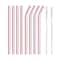 Pink Borosilicate Glass Drinking Straw Set With Cleaning Brush Reusable Cocktail Straws For Drinks 6
