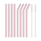 Pink Borosilicate Glass Drinking Straw Set With Cleaning Brush Reusable Cocktail Straws For Drinks 6