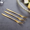 Piece Stainless Steel Fruit Fork Set - Multifunctional Food Picks with Gold Moon Cake Knife Design