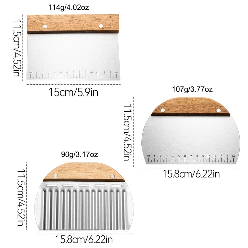 Stainless Steel Cake Scraper Set Noodle Knife Dough Cutter For Baking And Cooking Includes Measu 2