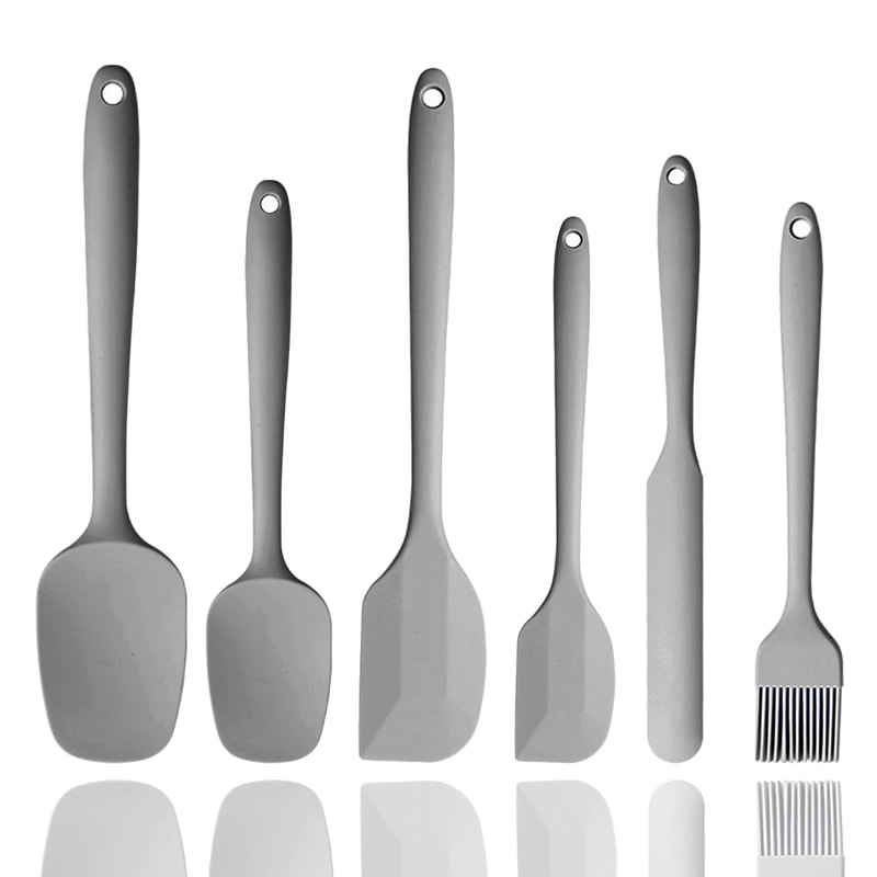 Grey Silicone Spatula Set Pcs NonStick Heat Resistant Baking Cooking Tools 7