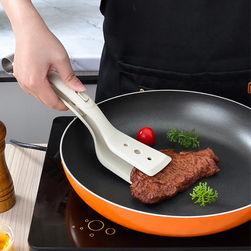 Silicone Egg Flipper Spatula Tongs NonStick Cooking Tool For Eggs Fish And French Toast 3