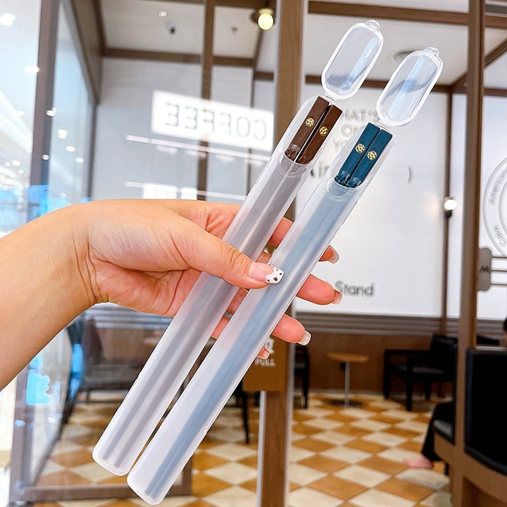 Portable Japanese Korean Reusable Chopsticks Set Nonslip Healthy Alloy Tableware For Sushi And Din 3