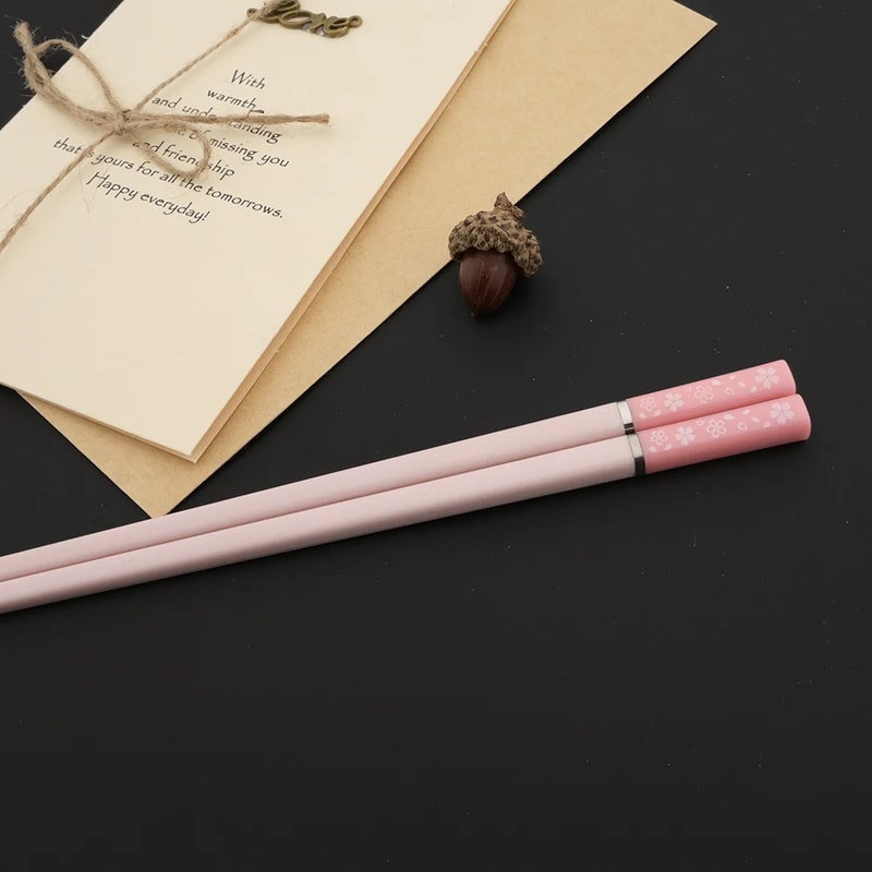 Elegant Pink Cherry Blossom Alloy Chopsticks Set Of Pairs For Hot Pot Sushi And More 3