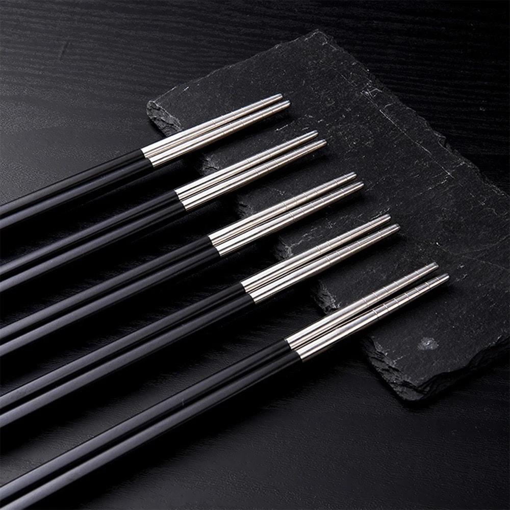 Premium Alloy Chopsticks Pairs Reusable Nonslip Metal Sushi Sticks For Dining 3