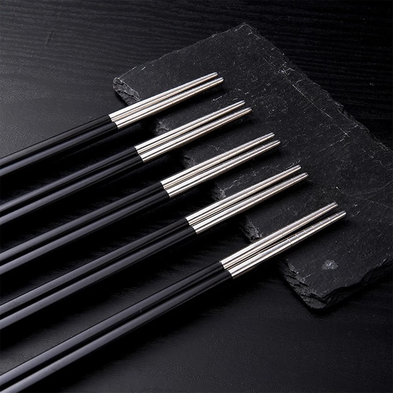 Premium Alloy Chopsticks Pairs Reusable Nonslip Metal Sushi Sticks For Dining 3