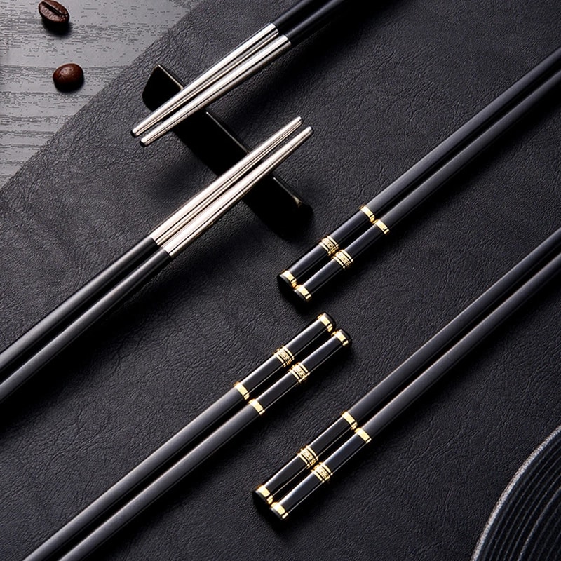 Premium Alloy Chopsticks Pairs Reusable Nonslip Metal Sushi Sticks For Dining 4