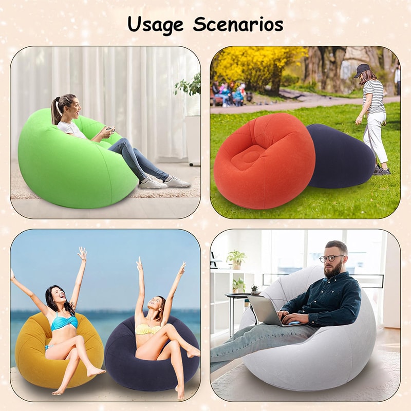 Inflatable Lazy Sofa Folding Portable Air Chair Ideal For Living Room Beach And Camping 1