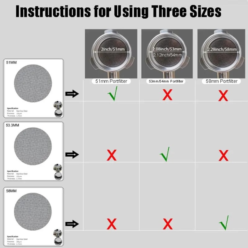 Reusable Stainless Steel Espresso Coffee Filter for Portafilters