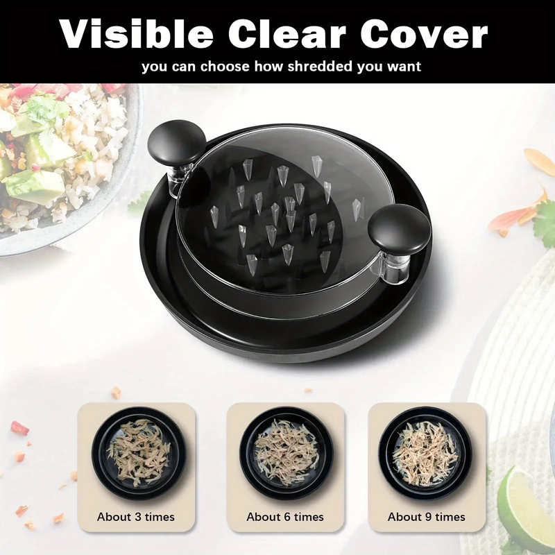 Large Chicken Breast Shredder Tool with Visible Lid – Meat Grinder for Chicken, Beef, Cabbage & Vegetables