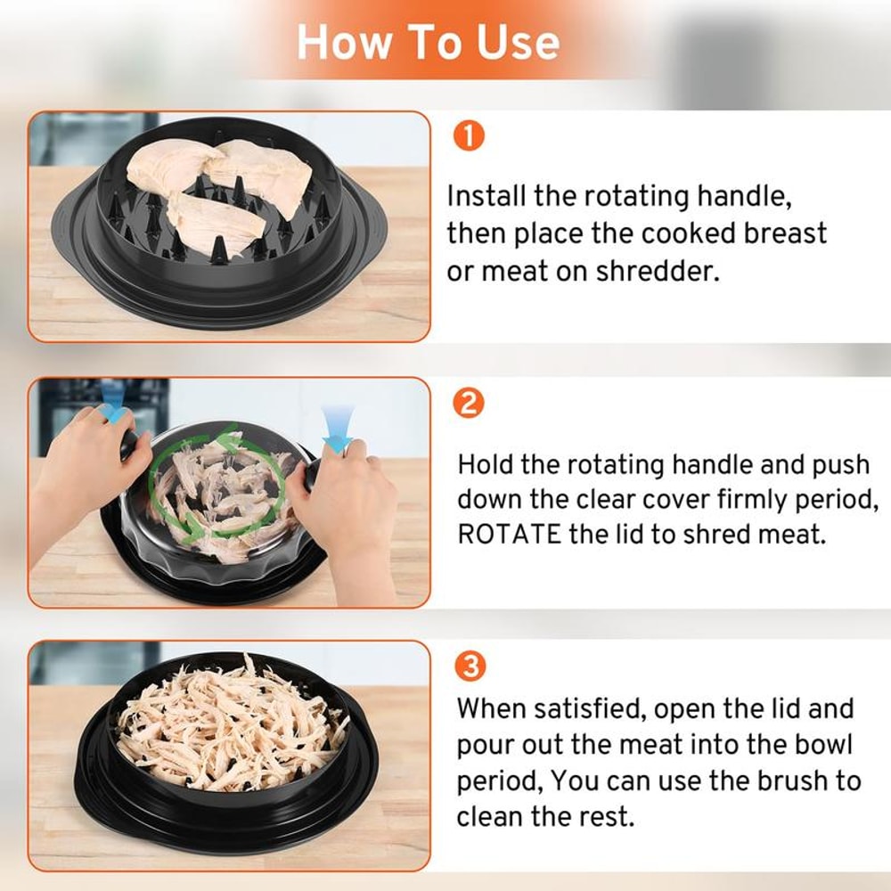 Large Chicken Breast Shredder Tool with Visible Lid – Meat Grinder for Chicken, Beef, Cabbage & Vegetables