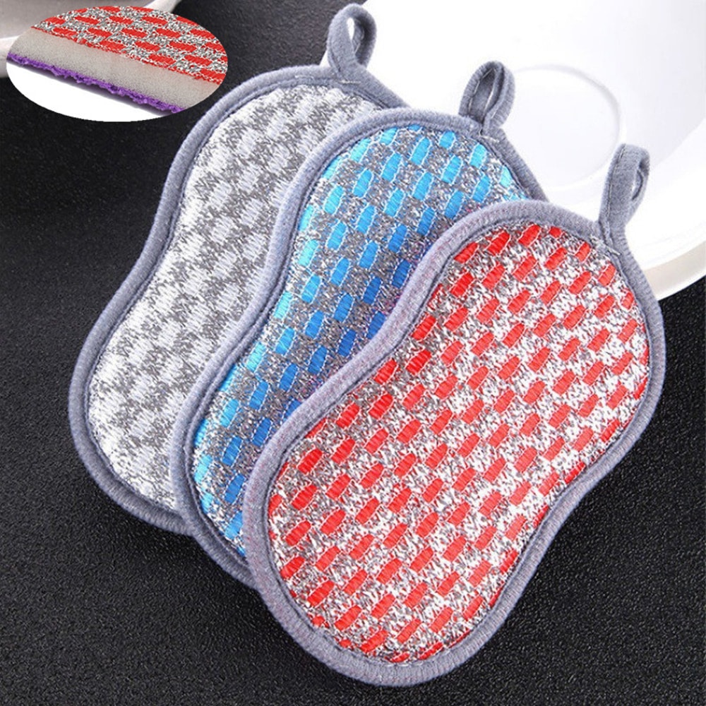 DoubleSided Kitchen Cleaning Sponge Scrubber For Dishwashing Scouring Pad 1