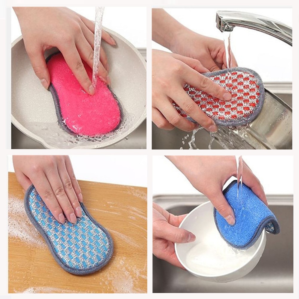 DoubleSided Kitchen Cleaning Sponge Scrubber For Dishwashing Scouring Pad 4