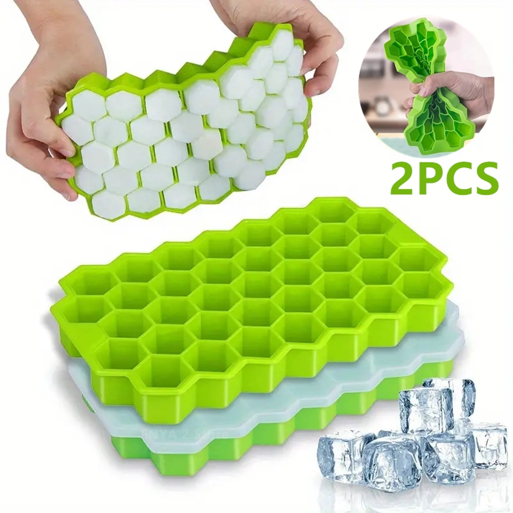 LargeCapacity Silicone Ice Cube Tray With Lids Honeycomb Mold For Easy Ice Popsicle Making FoodGra 1