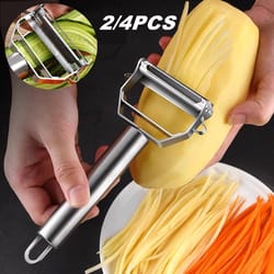 stainless steel vegetable peeler with double-head design for multi-function kitchen use