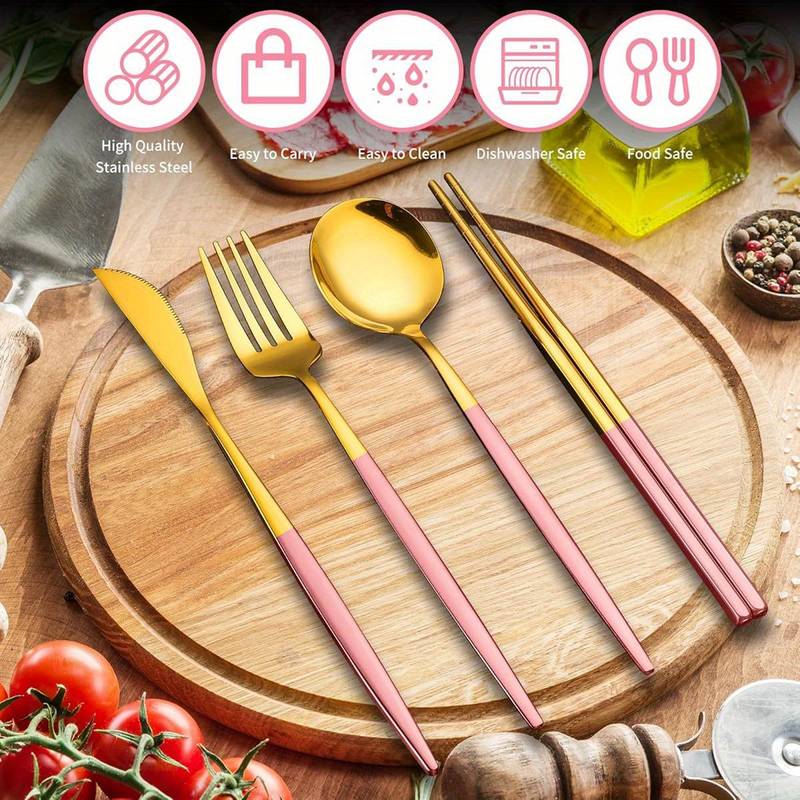 Stainless Steel Cutlery Set with Storage Box –Piece Portable Tableware Set for Home, Kitchen, and Dining Room