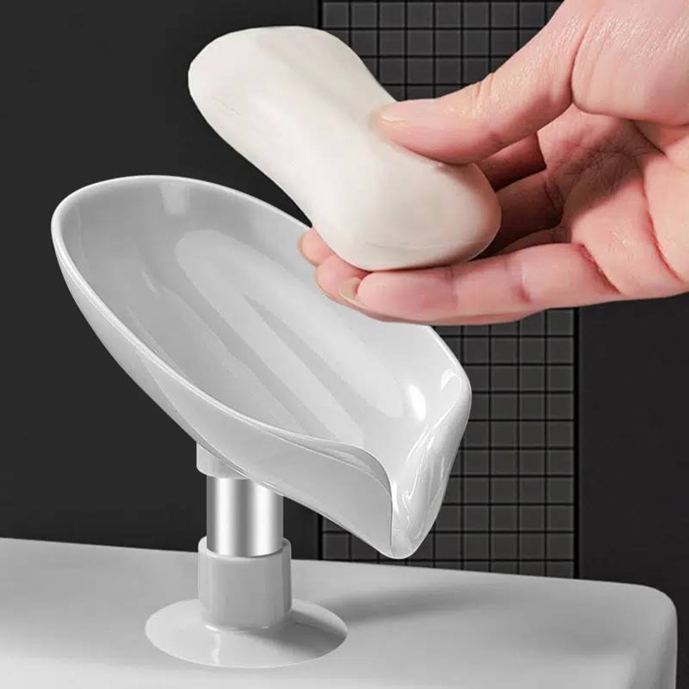 Leaf Design SelfDraining Soap Box With Suction Cup Decorative Bathroom Soap Tray Organizer 3
