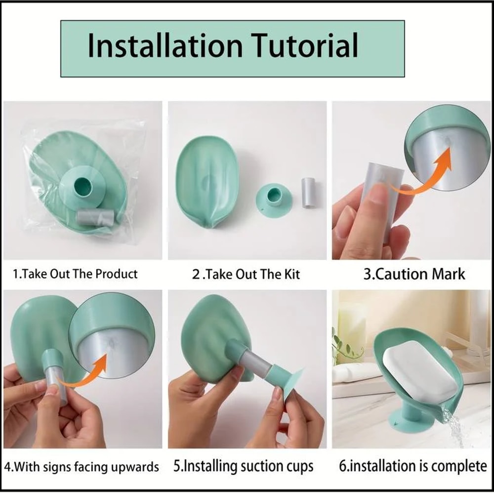 Leaf Design SelfDraining Soap Box With Suction Cup Decorative Bathroom Soap Tray Organizer 5