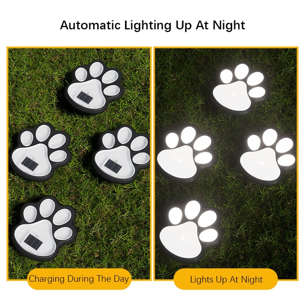 Outdoor LED Solar Light With Animal Paw Print For Garden Patio Lawn Camping Decor 2