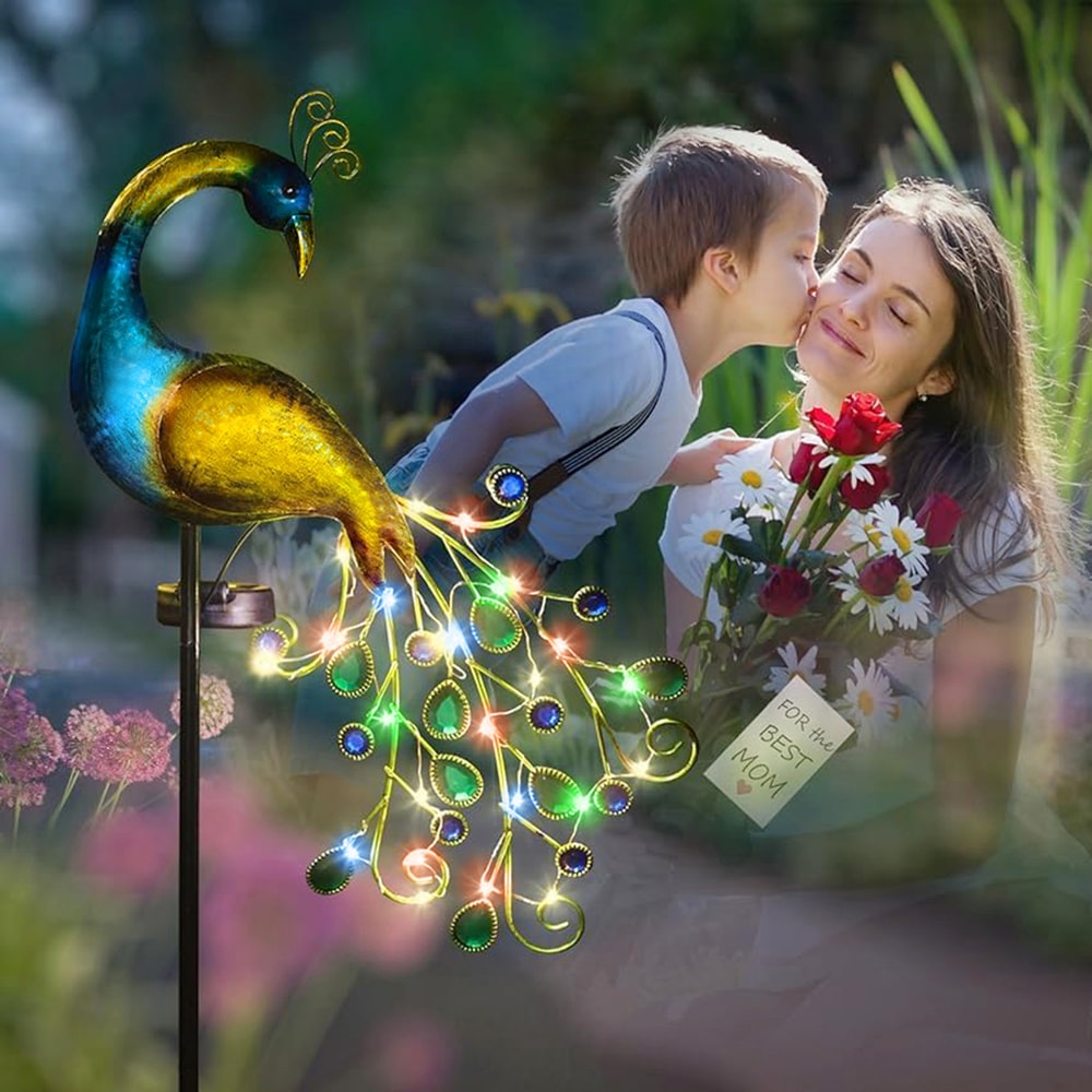 Solar Peacock Stake Light Elegant Iron Art Outdoor Decor With Warm White Multicolor Weatherproof 4