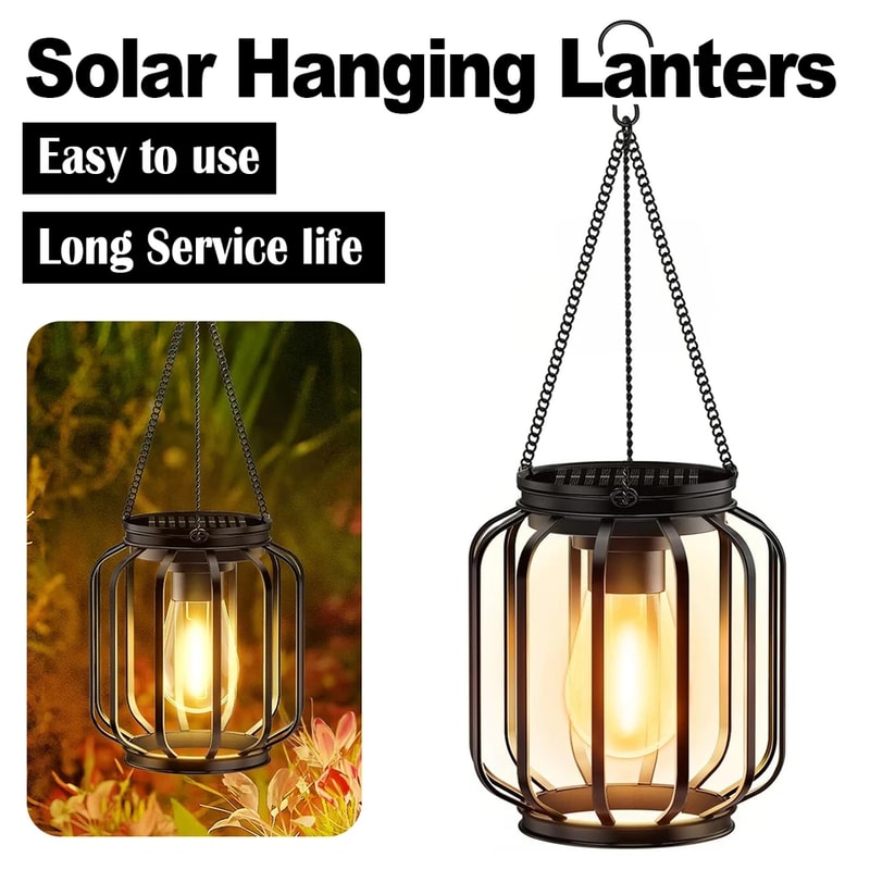 Solar Lantern LED Light Warm White Lamp For Outdoor Use Waterproof Patio Yard Decoration Hanging S 1