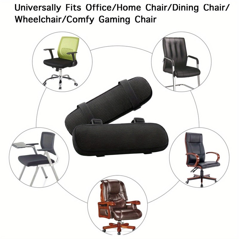 Memory Foam Armrest Pads for Office Chair - Elbow Support Cushion for Arm Pressure Relief - Universal Fit Desk Chair