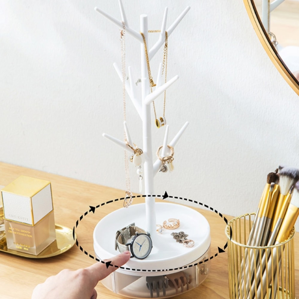 Rotating Jewelry Storage Rack - Multi-Purpose Earring & Necklace Display Stand