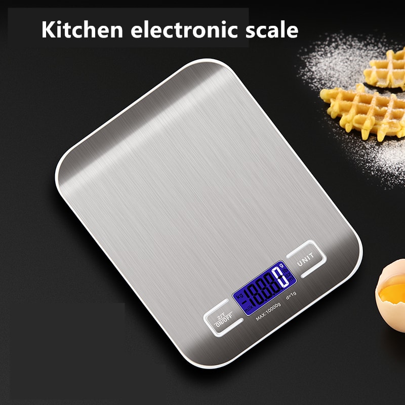 Digital Kitchen Scale with LED Display – 10kg Capacity, 1g Precision, Stainless Steel Weighing Scale for Food, Baking