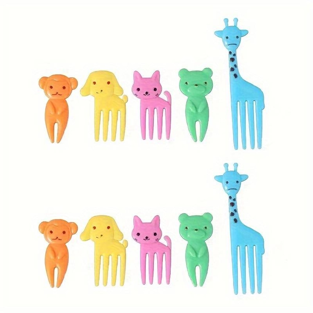 Mini Cartoon Animal Farm Fruit Fork Fun Snack Cake Picks For Kids Bento Lunch Party Decor Random 4