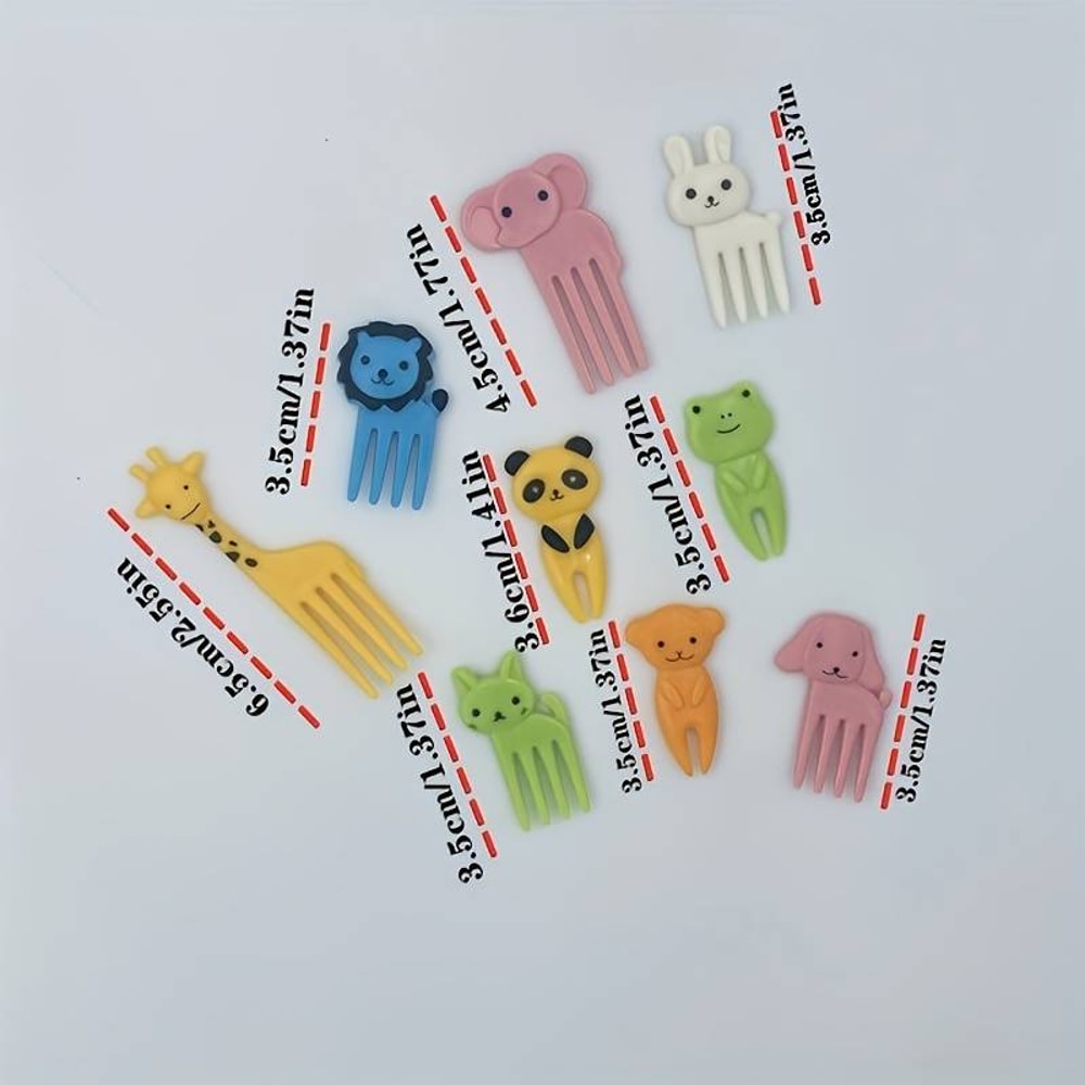 Mini Cartoon Animal Farm Fruit Fork Fun Snack Cake Picks For Kids Bento Lunch Party Decor Random 5