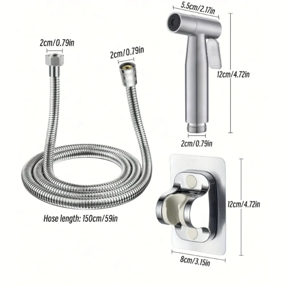 High Pressure Stainless Steel Toilet Bidet Sprayer Set Stainless Steel Bathroom Cleaner 3
