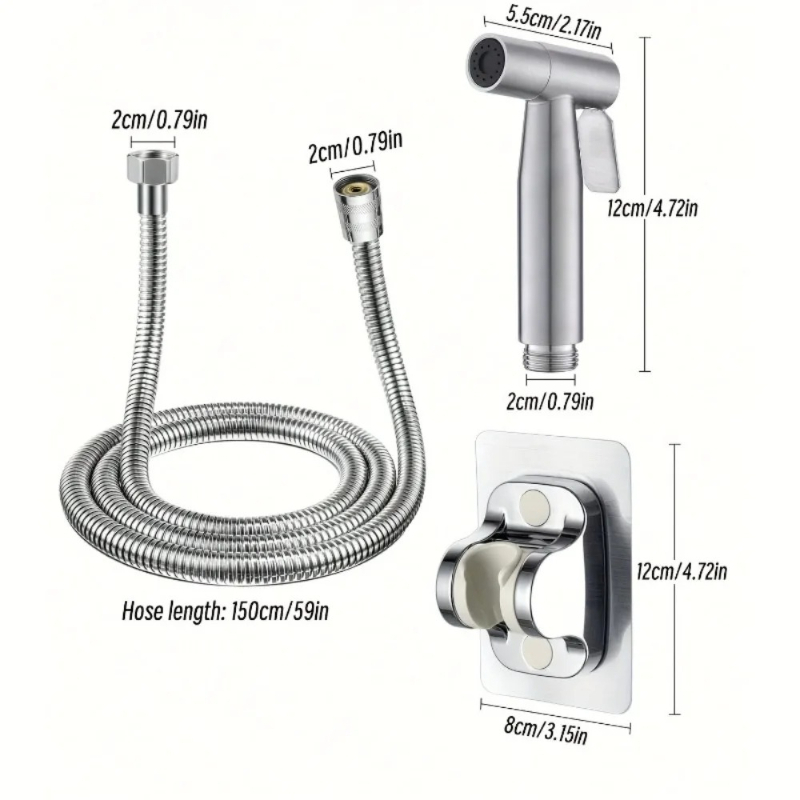 High Pressure Stainless Steel Toilet Bidet Sprayer Set Stainless Steel Bathroom Cleaner 3