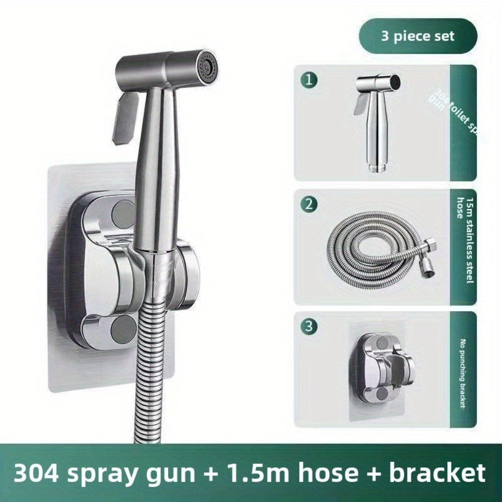 High Pressure Stainless Steel Toilet Bidet Sprayer Set Stainless Steel Bathroom Cleaner 6