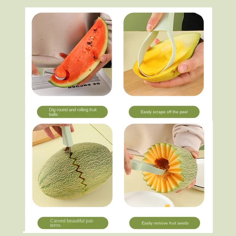 Stainless Steel Fruit Carving Knife and Watermelon Slicer Scoop
