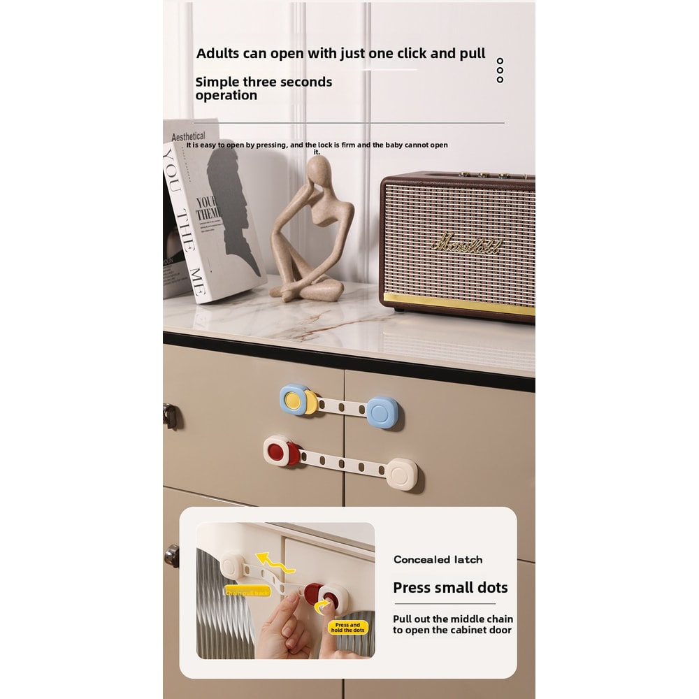 Transparent Baby Proof Lock No Drilling Child Safety Lock for Drawers Doors and Refrigerators