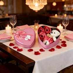 romantic soap rose bouquet in heart shaped gift box for valentines and anniversary