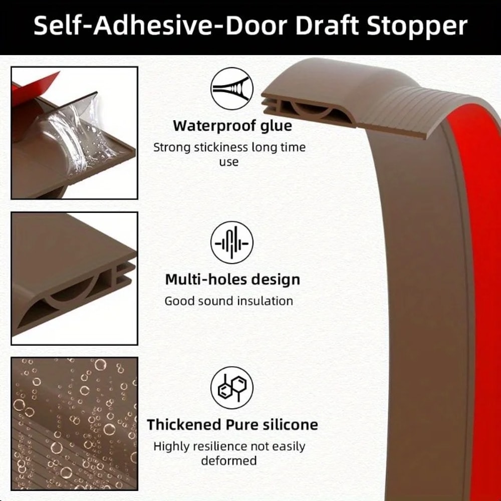 Adjustable Door Draft Stopper Soundproof Weather Seal for Interior Doors