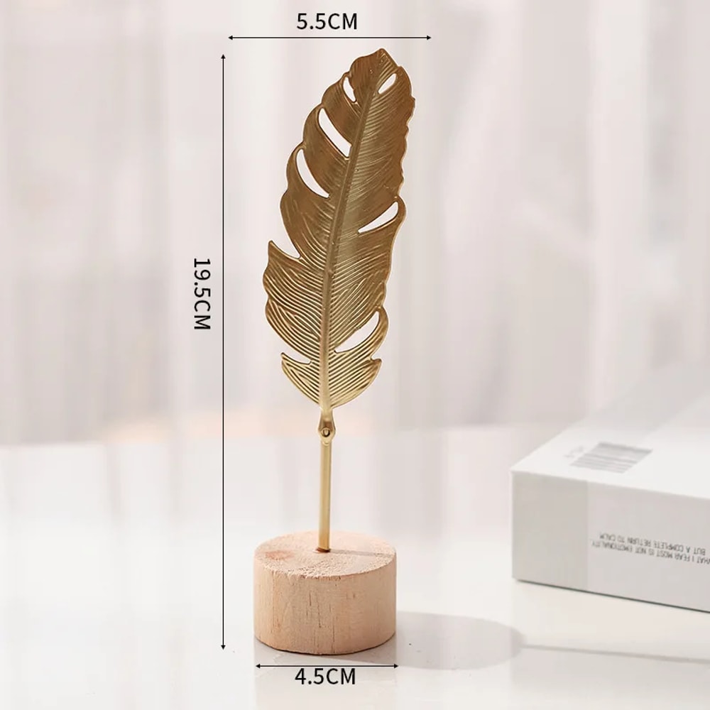 Golden Ginkgo Leaf Metal Figurine Desktop Sculpture For Home Decor 5