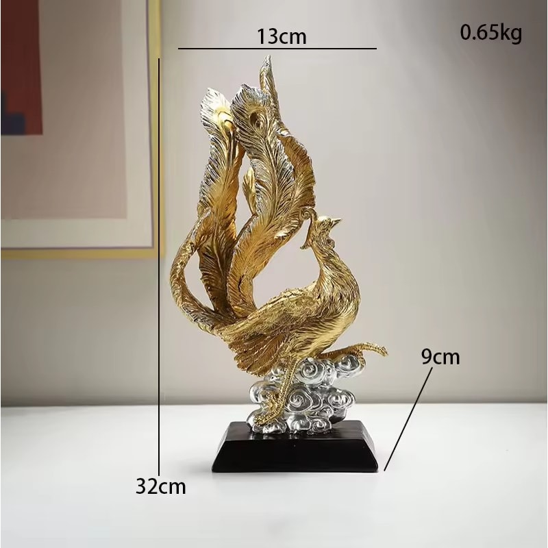 Dragon Phoenix Resin Sculpture Elegant Home Office Desk Ornament