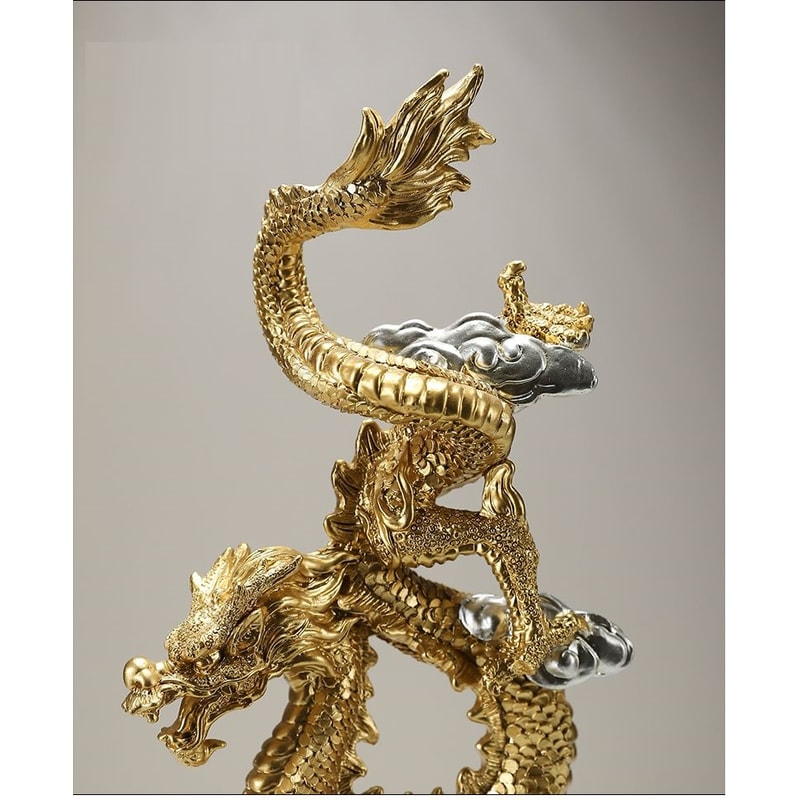 Dragon Phoenix Resin Sculpture Elegant Home Office Desk Ornament