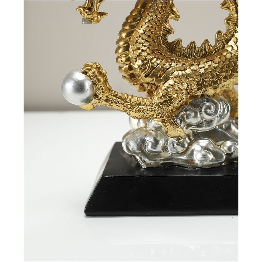 Dragon Phoenix Resin Sculpture Elegant Home Office Desk Ornament