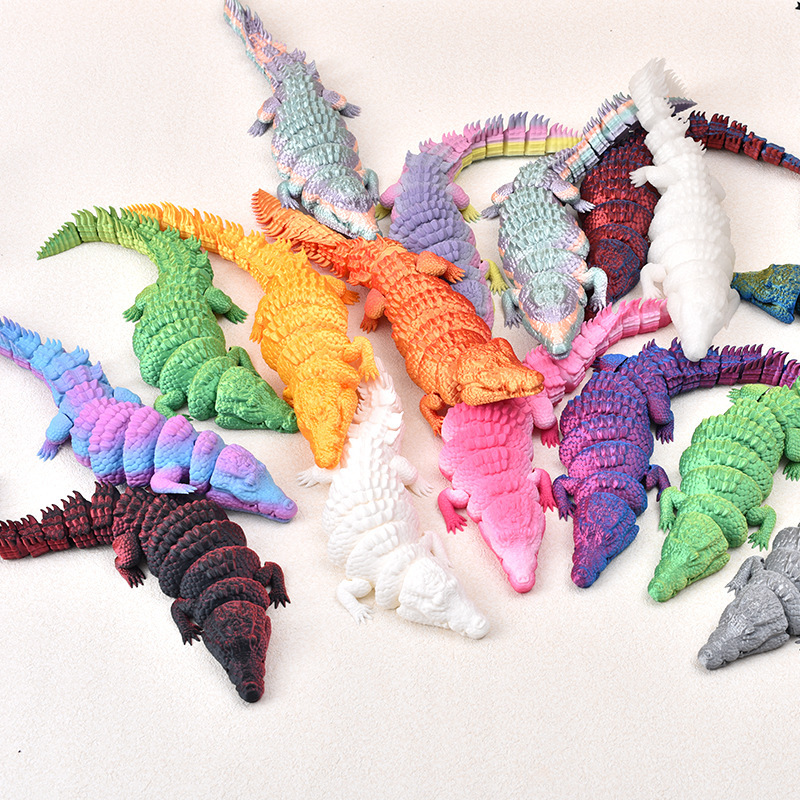 Movable 3D Printed Skeleton Crocodile Desktop Decoration Toy 3