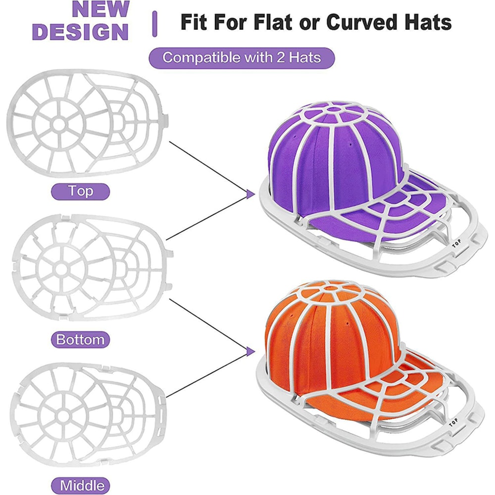 Hat Washer for Washing Machine – Baseball Cap Cleaner, Cap Protector Cage for Adult Hats, Dishwasher Safe, Acrylic Mater