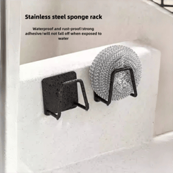 self-adhesive stainless steel kitchen sponge rack – compact & durable storage solution