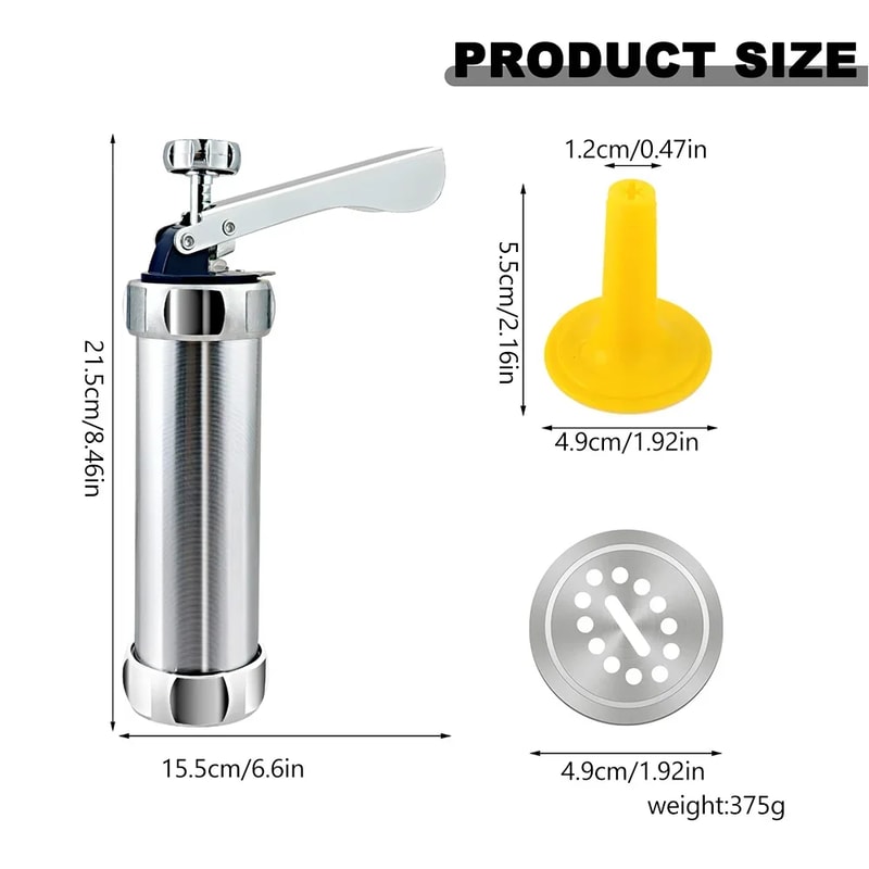 DIY Cookie Press Machine Biscuit Extruder Gun Stainless Steel Baking Kit 3